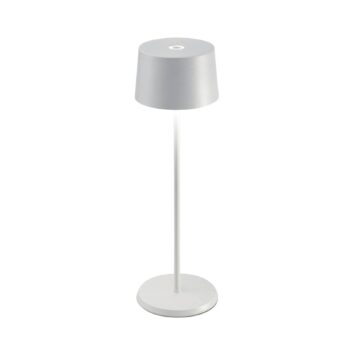 Zafferano Olivia 3K nabíjateľná stolová lampa IP65 biela