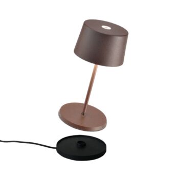 Zafferano Olivia mini 3K dobíjacia stolová lampa corten