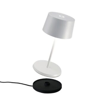 Zafferano Olivia mini stolová lampa batérie biela