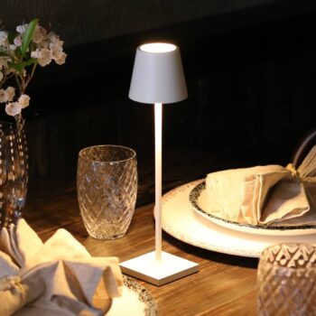 Zafferano Poldina mikro dobíjacia lampa, IP65 biela