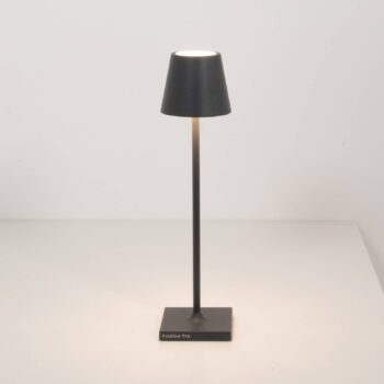 Zafferano Poldina mikro dobíjacia lampa, IP65 tmavosivá