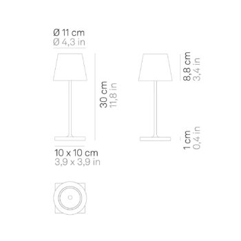 Zafferano Poldina mini dobíjacia lampa vo vnútri medi