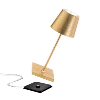 Zafferano Poldina mini dobíjacia stolná lampa v zlatej farbe