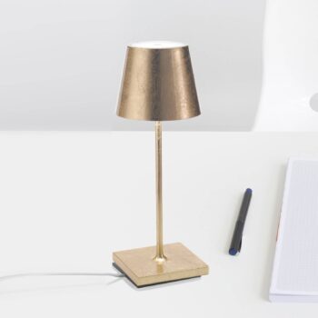 Zafferano Poldina mini dobíjacia stolná lampa v zlatej farbe