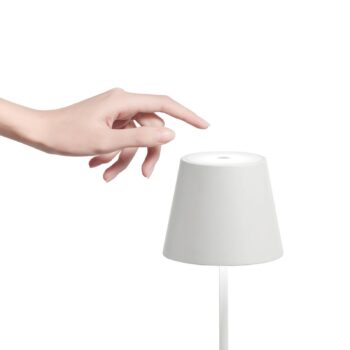 Zafferano Poldina mini lampa na batérie IP65 biela