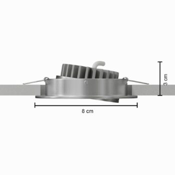 Zapustené LED svetlo Rico 6,5 W brúsená oceľ