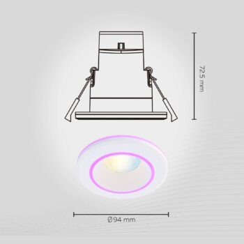 Zapustené stropné svietidlo Calex Smart Halo CCT RGB biela