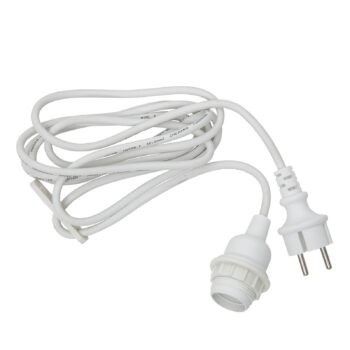 Zásuvka E27 s káblom Ute, 2,5 m, biela