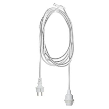 Zásuvka E27 s káblom Ute, 5 m, biela