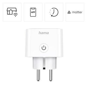 Zásuvka Hama WLAN Smart, kompatibilná s Matter, biela, 3 680 W