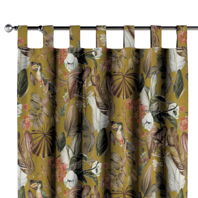 Záves na pútkach, kvety na horčicovom podklade, Abigail, 143-09 Záves na pútkach, kvety na horčicovom podklade, Abigail, 143-09