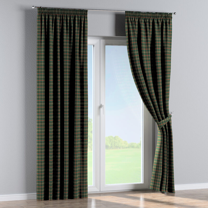 Záves na riasiacej páske, zeleno - červené káro, Quadro, 142-69 Záves na riasiacej páske, zeleno - červené káro, Quadro, 142-69