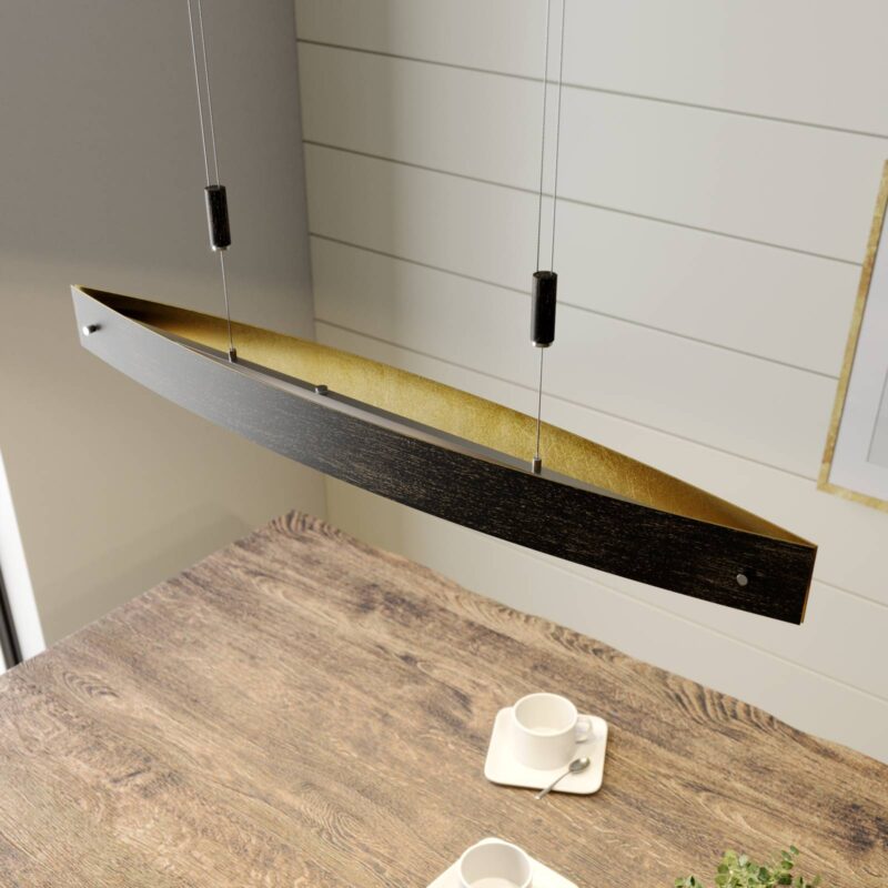 Závesná LED lampa Lio čierna zlatý dekór Závesná LED lampa Lio čierna zlatý dekór