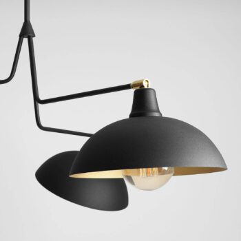 Závesná lampa 1036, troj-plameňová, čierno-zlatá