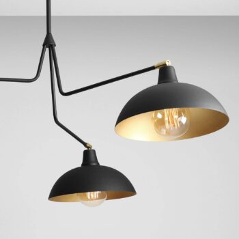 Závesná lampa 1036, troj-plameňová, čierno-zlatá