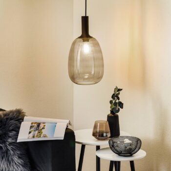 Závesná lampa Alton sklenené tienidlo dymová Ø23cm