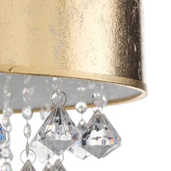 Závesná lampa Amy s plastovými krištáľmi, zlatá