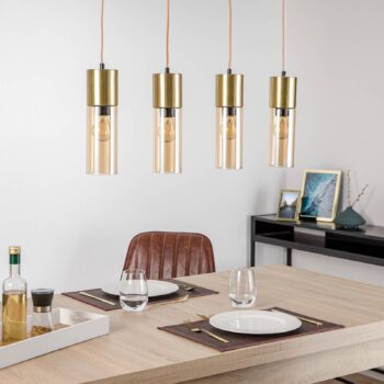 Závesná lampa Annika, 4-plameňová mosadz matná