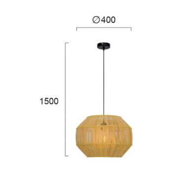 Závesná lampa Anteo z ratanu, plochý ovál
