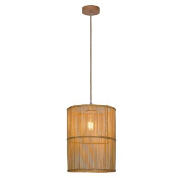 Závesná lampa Anteo z ratanu, valcovitá