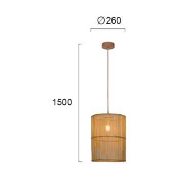 Závesná lampa Anteo z ratanu, valcovitá