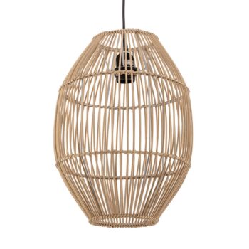 Závesná lampa Anteo z ratanu, vysoký ovál