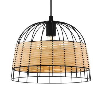 Závesná lampa Anwick z ocele/ratanu, Ø 37 cm
