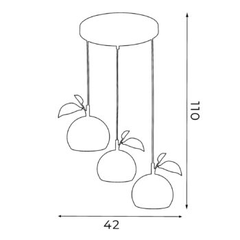 Závesná lampa Apple mix, farebná, kovová, Ø 42 cm, 3 svetlá, E27
