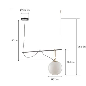 Závesná lampa Artemide nh S2 22 90,5cm guľa Ø 22cm