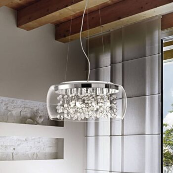 Závesná lampa Audi z priehľadného skla, Ø 50 cm