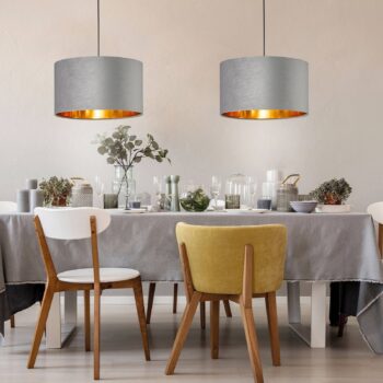 Závesná lampa Aura zamatové tienidlo Ø 40 cm sivá