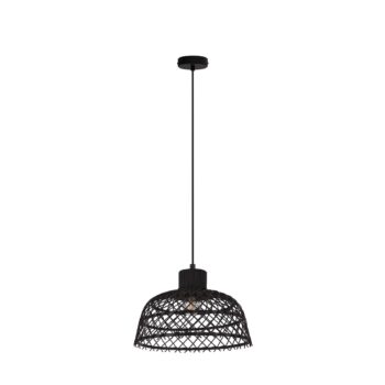 Závesná lampa Ausnby z dreva, čierna