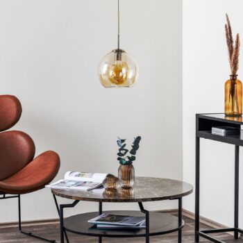 Závesná lampa Balls jantárová sklenená guľa 25 cm