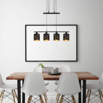 Závesná lampa Bemmo, čierna/zlatá, 4-plameňová