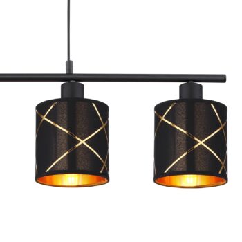 Závesná lampa Bemmo, čierna/zlatá, 4-plameňová