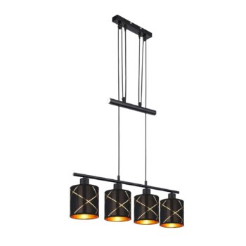 Závesná lampa Bemmo, čierna/zlatá, 4-plameňová