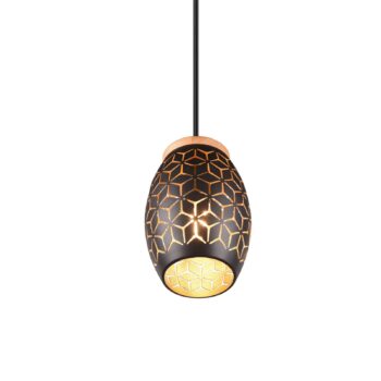 Závesná lampa Bidar, Ø 15 cm, čierno-zlatá, kov