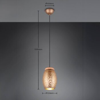 Závesná lampa Bidar, Ø 15 cm, kávovo hnedá, kov