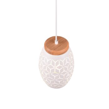 Závesná lampa Bidar, Ø 15 cm, matná biela, kov