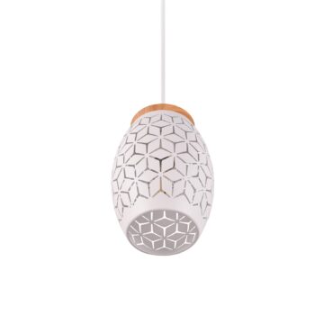 Závesná lampa Bidar, Ø 15 cm, matná biela, kov