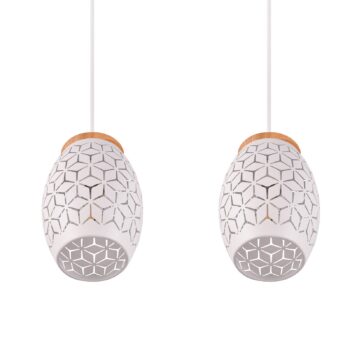 Závesná lampa Bidar, dĺžka 71 cm, biela matná, 3 svetlá, kov