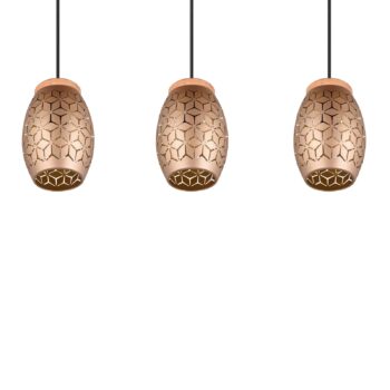 Závesná lampa Bidar, dĺžka 71 cm, kávovo hnedá, 3-svetelná, kov