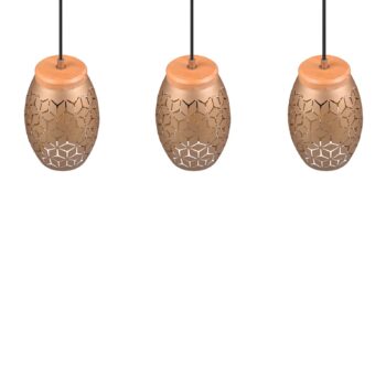 Závesná lampa Bidar, dĺžka 71 cm, kávovo hnedá, 3-svetelná, kov