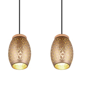 Závesná lampa Bidar, dĺžka 71 cm, kávovo hnedá, 3-svetelná, kov