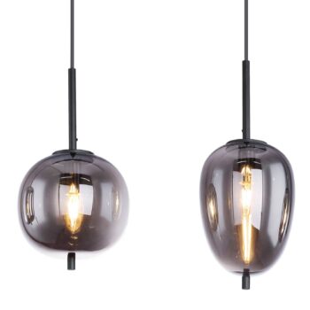 Závesná lampa Blacky, čierna/dymovo sivá, dĺžka 110 cm, 4 svetlá.