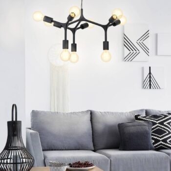 Závesná lampa Bocadella 1 čierna, 9 svetiel