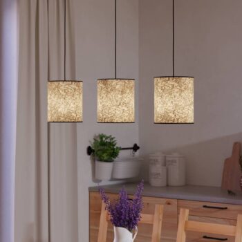 Závesná lampa Butterburn, dĺžka 86 cm, béžová/zelená, 3 svetlá,