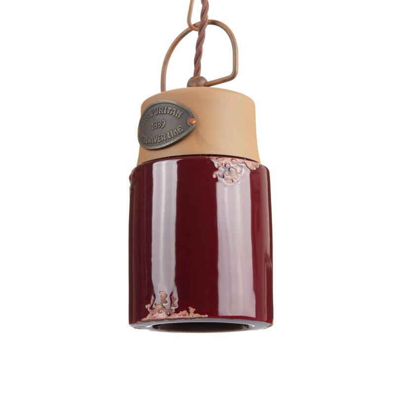 Závesná lampa C1620, keramika a kov, bordó Závesná lampa C1620, keramika a kov, bordó