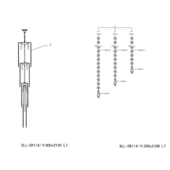 Závesná lampa CR114 sklenený záves 210 cm