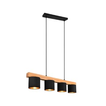 Závesná lampa Cameron, 4-plameňová, čierna